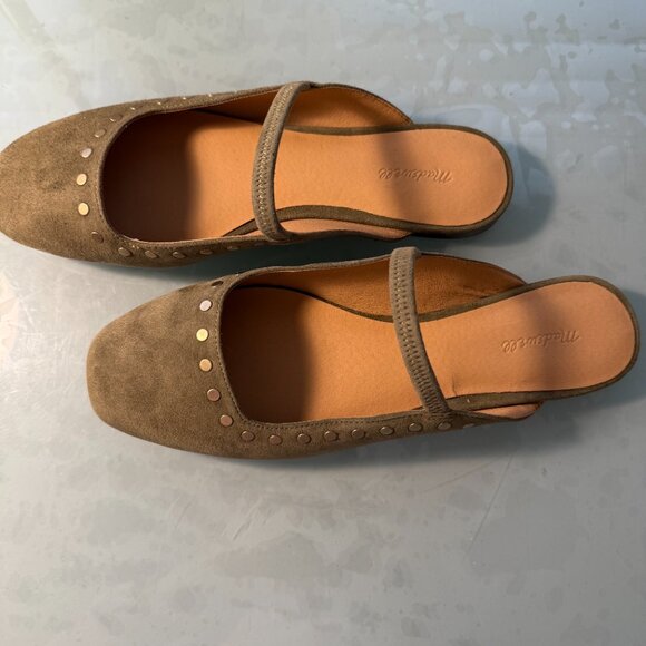 Madewell The Greta Ballet Flat Suede Slip On Mule in Olive suede NU882 - Picture 5 of 10
